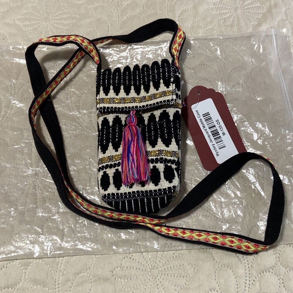 Jacquard Cross body Bag Crossbody Purse Tassel Woven Zipper New ￼Hippy BOHO NEW